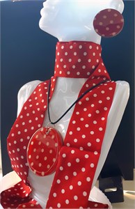 Серьги красные в горох - гвоздики С70024